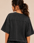 The Neve Washed Black Distressed Top + Pant Set - Sold Separately
