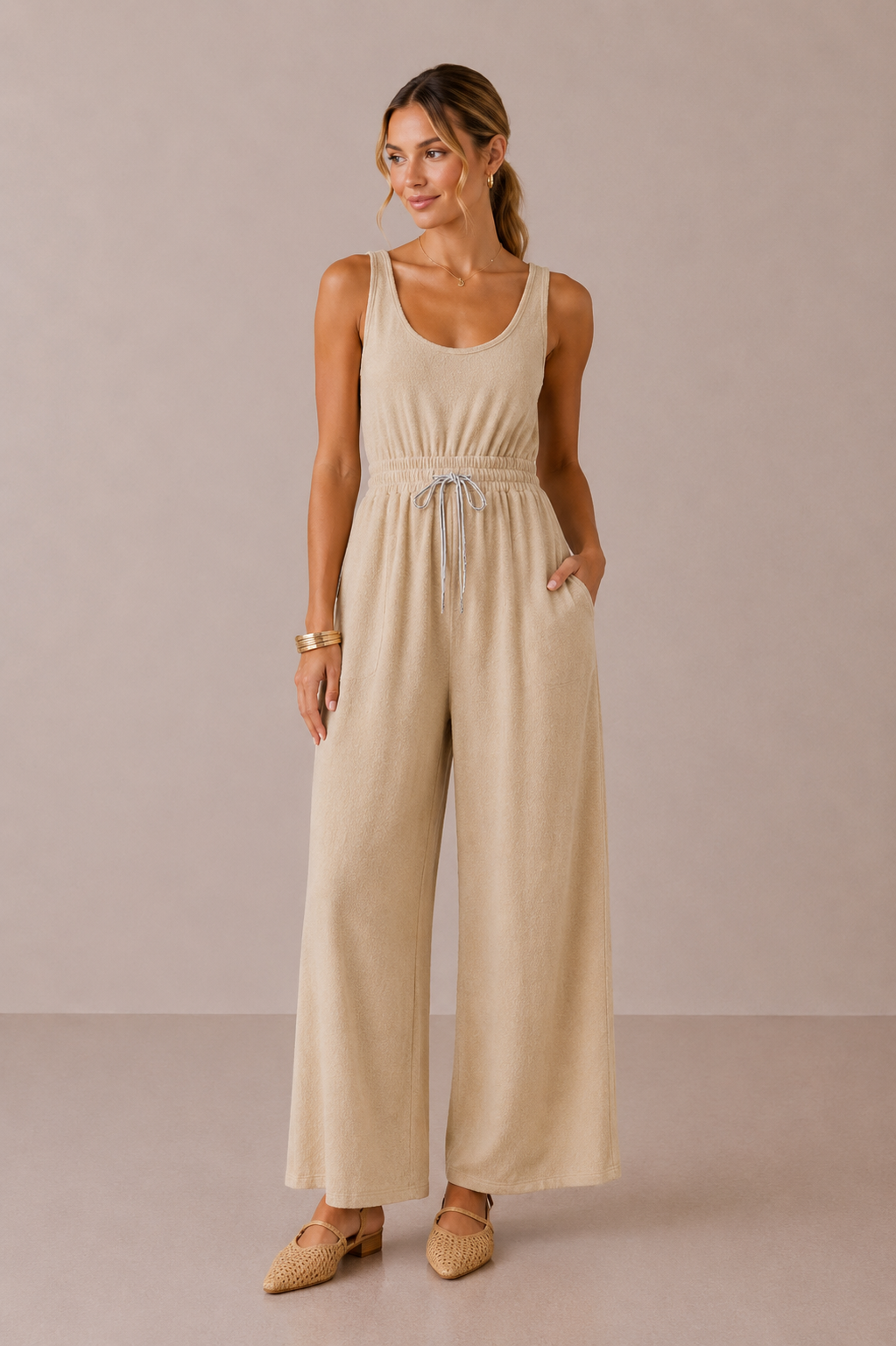 The Minerva Oatmeal Crepe Knit Jumpsuit – Thread + Seed