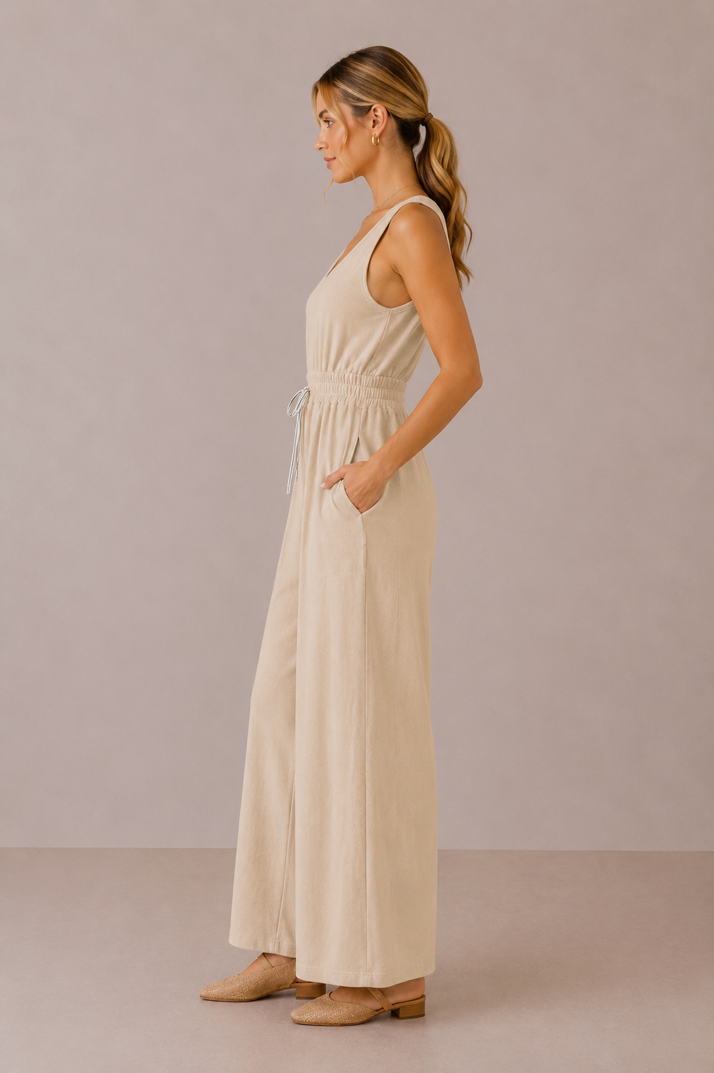 The Minerva Oatmeal Crepe Knit Jumpsuit – Thread + Seed