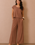 The Asha Amber Brown Top + Pant Set - Sold Separately