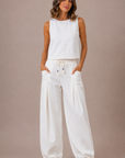 The Reeve Ivory Pleated Barrel Pants
