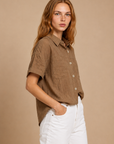 The Demi Brown Button Down Shirt