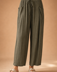 The Senna Vintage Olive Drawstring Barrel Pants