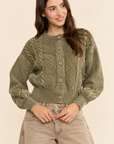 The Fallon Olive Cable Knit Cardigan
