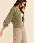 The Fallon Olive Cable Knit Cardigan