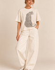 The Lex Cream Leopard Graphic Top