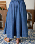 The India Cropped Denim Top + Midi Skirt Set - Sold Separately