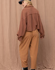 The Jenna Cinnamon Textured Cropped Shacket
