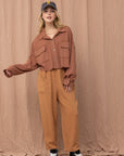 The Jenna Cinnamon Textured Cropped Shacket