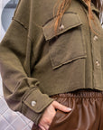 The Jenna Olive Textured Cropped Shacket