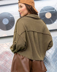 The Jenna Olive Textured Cropped Shacket