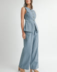 The Jenny Denim Vest + Pant Set - Sold Separately
