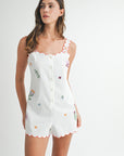 The Juniper Off White Embroidered Romper