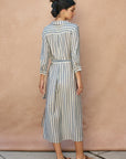 The Juno Striped Maxi Shirt Dress