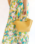 The Terri Yellow Vegan Top Handle Bag