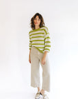 The Ryah Eyelet Kiwi Striped Top