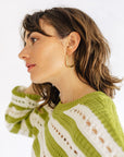 The Ryah Eyelet Kiwi Striped Top