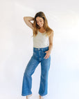 The Raley Blue Patch Pocket Wide Leg Jeans