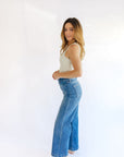 The Raley Blue Patch Pocket Wide Leg Jeans