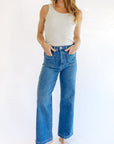 The Raley Blue Patch Pocket Wide Leg Jeans