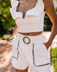 The Daphne Ruffle Top + Shorts Set - Sold Separately
