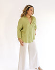 The Melia Lime Button-down Top