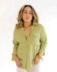 The Melia Lime Button-down Top