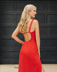 The Cassandra Deep Slit Midi Dress