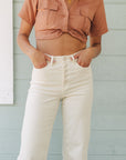 The Ozzy Twist Front Linen Crop Top