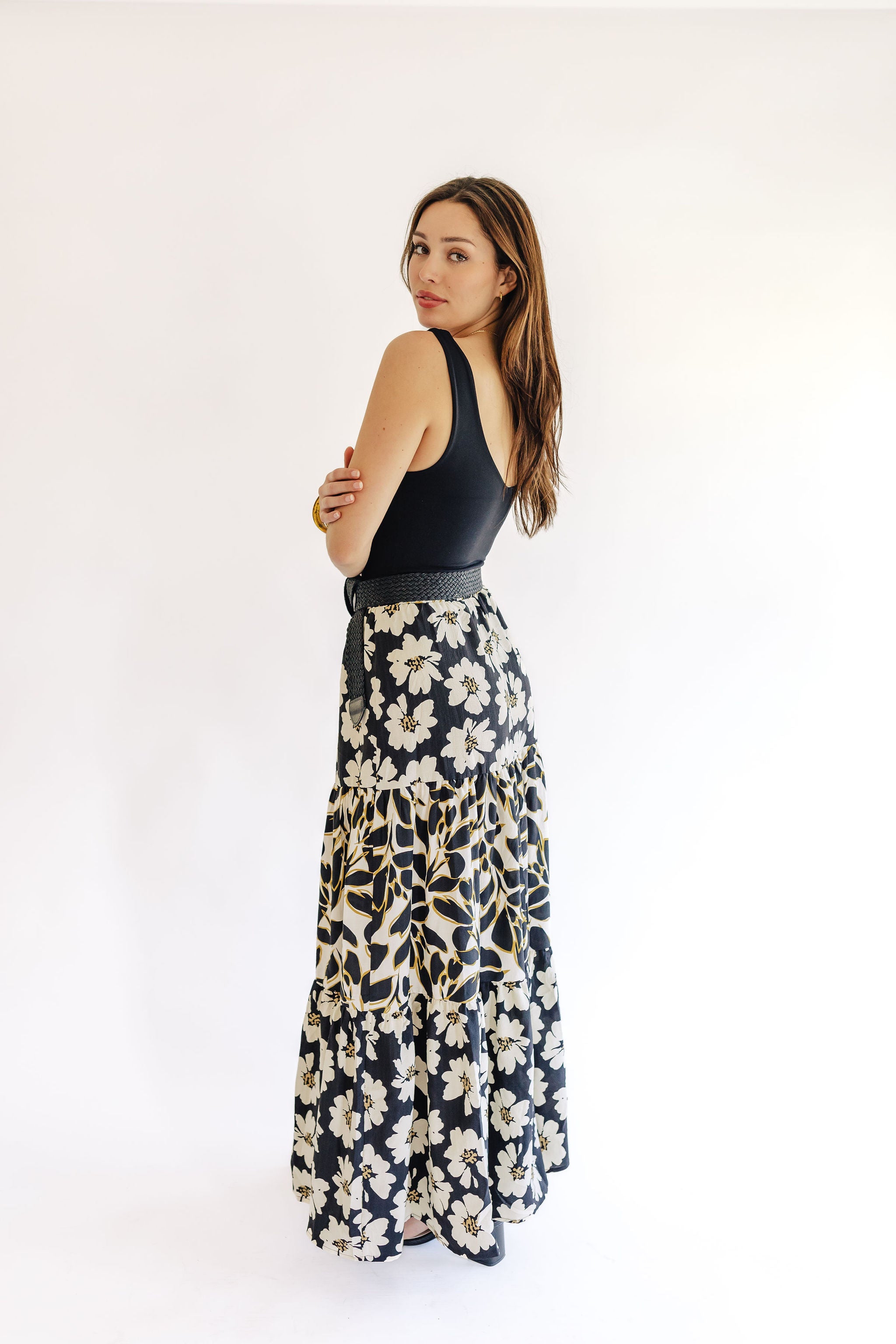 Colorblock Summer Women Skirt Spliced Retro Flower main image 1