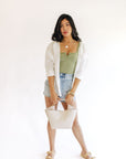 The Taylor Light Olive Striped Snap Tank