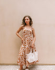 The Ariadne Brown Foliage Midi Dress