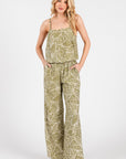 The Kalena Leaf Print Top + Pant Set - Sold Separately