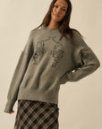 The Karina Grey Embroidered Tigers Sweater