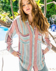 The Karmen Long Sleeve Multi Striped Top