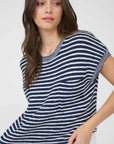 The Kloey Navy Stripe Pocket Top