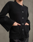 The Kloey Black Bell Sleeve Cardigan