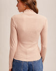 The Kory Mocha Lettuce Edge Turtleneck Top