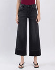 The Kris Black Cuffed Wide Leg Jeans