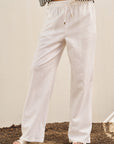 The Kyra White Linen Lounge Pant