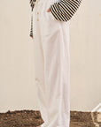 The Kyra White Linen Lounge Pant
