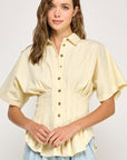 The Lavinia Yellow Pleated Shirt