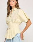 The Lavinia Yellow Pleated Shirt