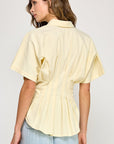 The Lavinia Yellow Pleated Shirt