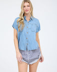 The Libby Chambray Button Down Top