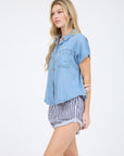The Libby Chambray Button Down Top