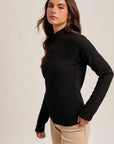 The Lila Brushed Lace Mock Neck Top
