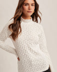 The Lila Brushed Lace Mock Neck Top