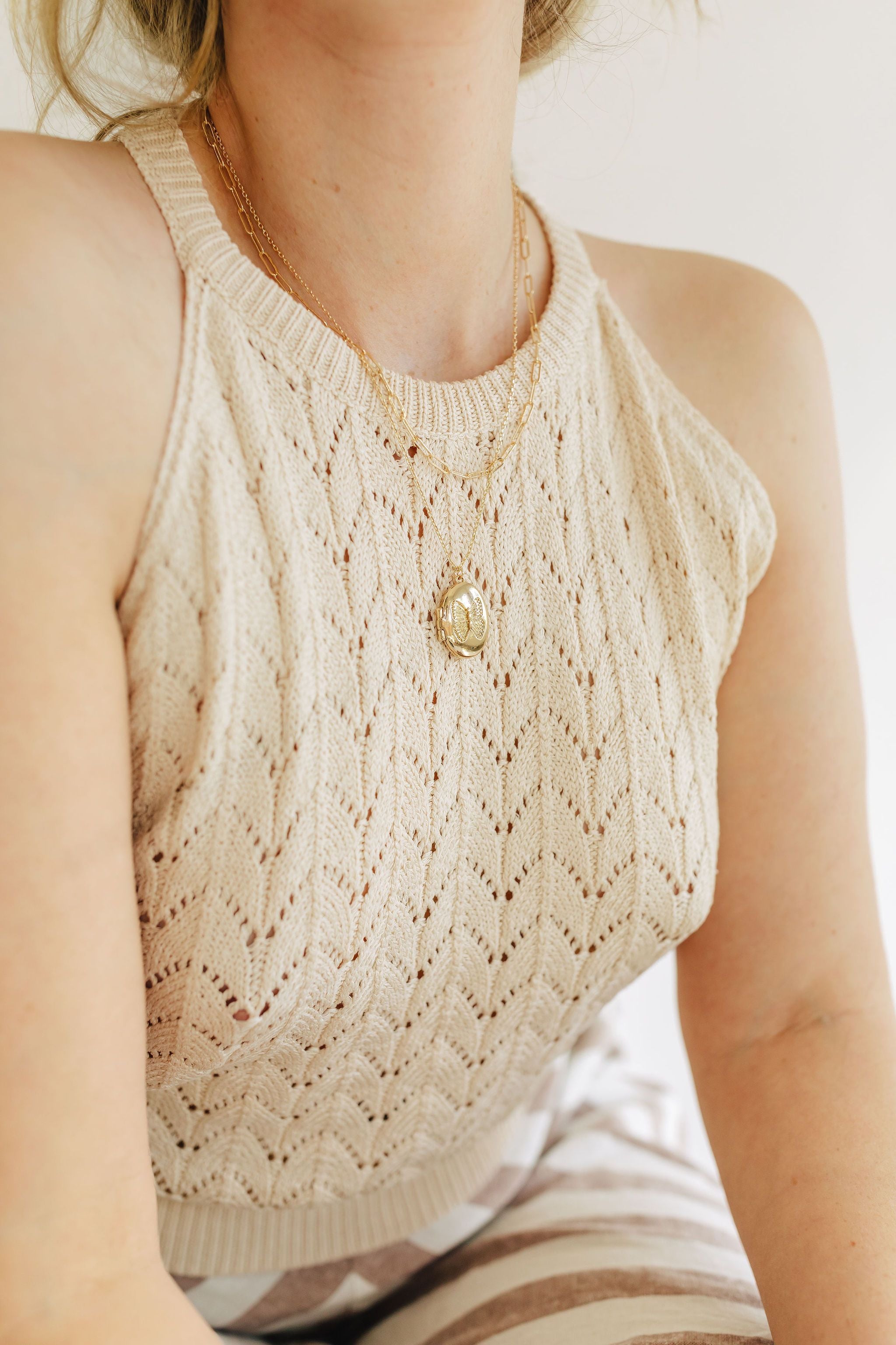 Lilah Pearl Detail Ribbed Crew Neck Sweatshirt