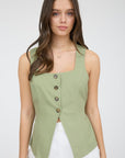 The Lora Olive Split Hem Vest